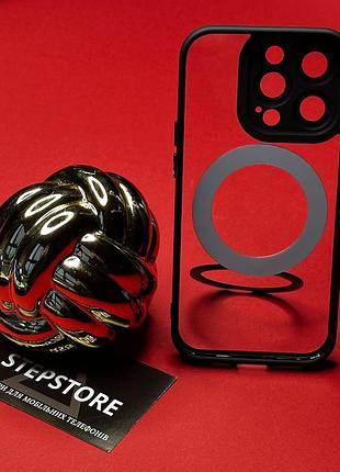 Чехол для iphone 14 pro max с magsafe кольцом держателем full 360 прозрачный подставкой магнит 2