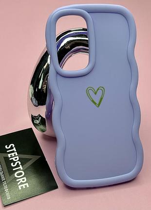 Чехол для samsung a36 (а366) бабочки ушки сердечко силиконовый матовый волнистый противоударный лиловый с сердечком