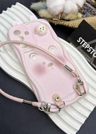 Чохол для samsung a56 (а566) з принтом собачка з ремінцем на руку закрита камера хвилястий об'ємний обідок силіконовий