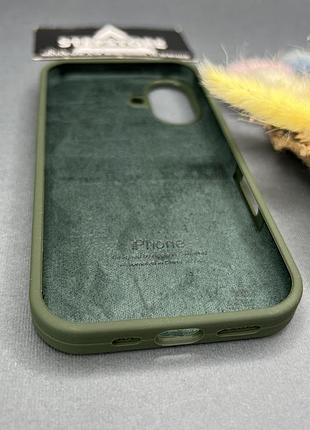 Чехол для iphone 16 plus silicone case с микрофиброй закрытым низом силиконовый противоударный 8. темно-зеленый (dark green) 2