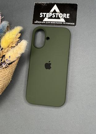 Чехол для iphone 16 plus silicone case с микрофиброй закрытым низом силиконовый противоударный 8. темно-зеленый (dark green) 3