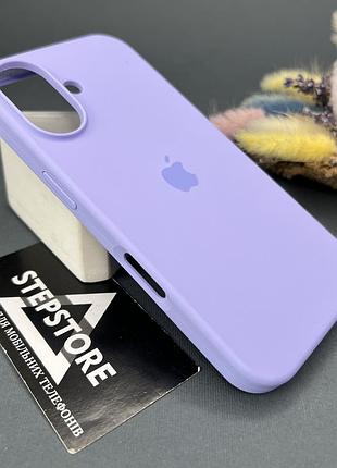 Чехол для iphone 16 silicone case с микрофиброй закрытым низом силиконовый противоударный 20. сиреневый (viola)