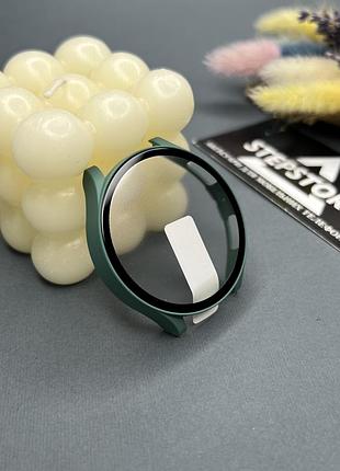 Чехол для samsung galaxy watch 6 40 мм бампер 360 противоударный защитное стекло 4. зеленый