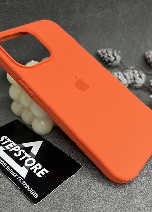 Чехол для iphone 14 pro max (6.7) silicone case full 360 квадратный с микрофиброй закрытым низом силиконовый оранжевый (orange)