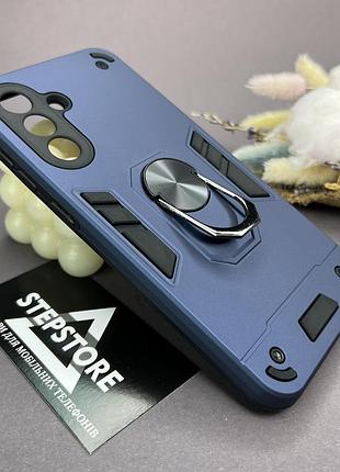 Чохол для samsung a56 (а566) броньований з кільцем-підставкою магнітний протиударний синій