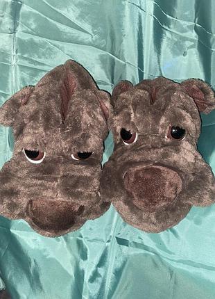 Тапки капці чоловічі теплі зима собачки великий розмір 43-44