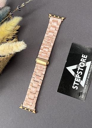 Браслет ремешок мраморный для apple watch 38 40 41 mm series 1 2 3 4 5 6 7 se пластиковый 11. персиковый