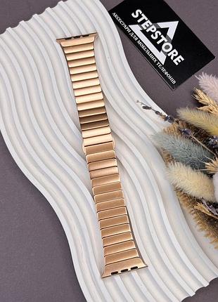 Браслет ремешок металический для apple watch 42 44 45 49 ultra мм series 2 3 4 5 6 7 se бабочка серый стальной 4. розовое золото