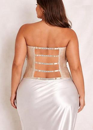 Корсетный топ корсет нарядный со стразами камнями топ блуза пеньюар большого размера батал