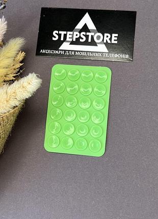 Тримач-присосок для телефона силіконова липучка на клейкій основі ліпер прямокутний 8. салатовий