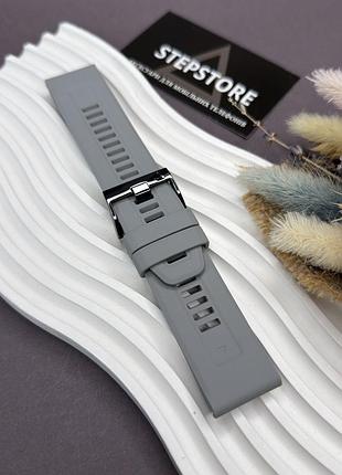 Ремінець для garmin fenix 7x силіконовий на класичній застібці однотонний 26mm сірий
