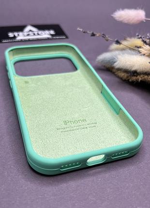 Чехол для iphone 17 pro silicone case с микрофиброй силиконовый противоударный 14. ментоловый (spearmint) 2