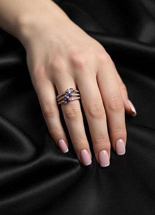 Шикарне кільце позолота swarovski