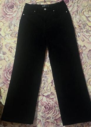 Черные широкие вельветовые бархатные джинсы палаццо