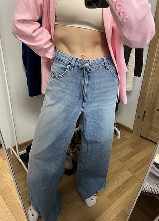 Сині джинси палаццо bershka / джинси вайд лег /