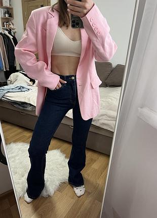 Джинси кльош one by one / темно сині джинси кльош