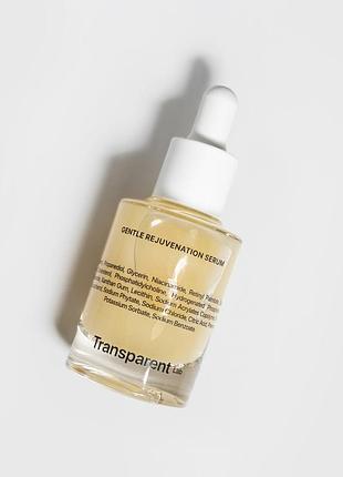 Освітлювальна сироватка для обличчя transparent lab gentle rejuvenation serum проти старіння, 30 мл