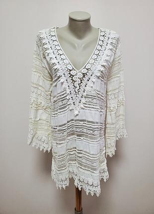 Шикарная трикотажная итальянская кружевная блузка