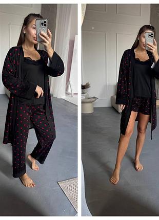 Домашнійкомплект4-ка( штани+майка+шорти+ халат)