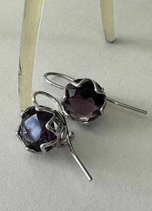 Серьги с большими камнями, бижутерия, серёжки-петельки