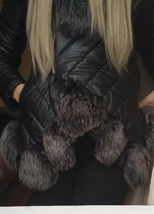 Кожаная женская куртка с мехом