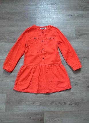 Вельветовое оранжевое платье на девочку 110