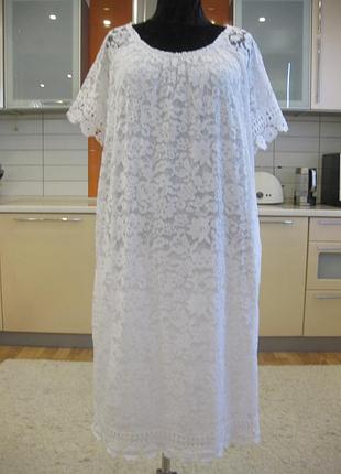 Білосніжна італійська сукня, оверсайз, мереживо !!!