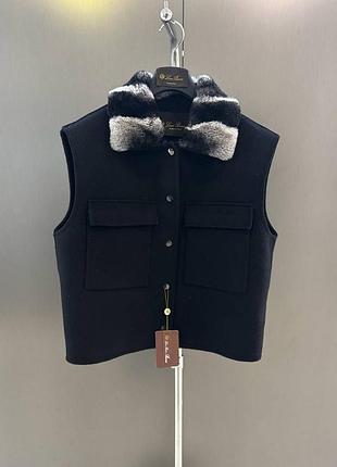 Жилет loro piana з хутряним коміром (rabbit + lynx effect)