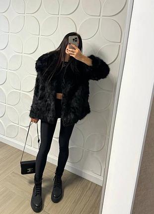 Шуба жіноча еко хутро шоколад чорна