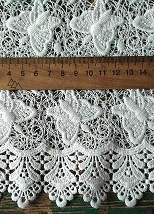 Тканина мереживний гіпюр метелика білого кольору 3 шматки for hand made, рукоділля, виробів