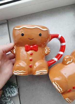 Різдвяна святкова чашка з пряником / новорічні чашки з різдвяним декором чашки подарунок на новий рік на різдво чашка з оленем чашка з сантою