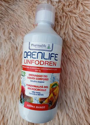 Диетическая добавка для улучшения микроциркуляции drenlife linfodren со вкусом манго, 500 мл