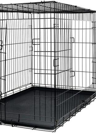 Клітка для тварин funfit xxxl (122х74х80 см), металева , чорна, транспортна, з висувним піддоном, для собак і котів