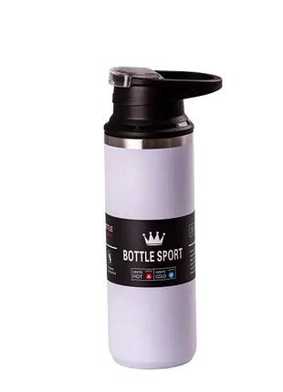 Термос с поилкой и ручкой 550 мл из нержавеющей стали фиолетовый hpgm5010v