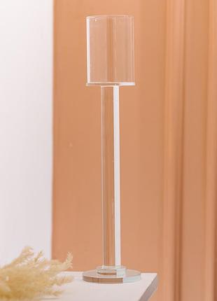 Підсвічник скляний на ніжці 8×36 см підсвічник келих декоративний прозорий hp-4-44m