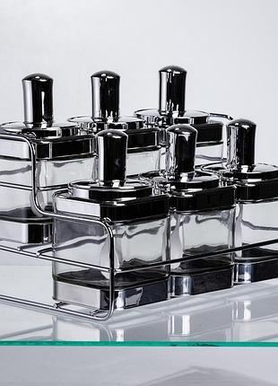 Набір банок для сипучих продуктів з ложкою 6 шт, хром hp-1341