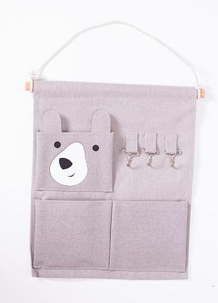 Підвісний органайзер на 3 відділення 28×33 (см) сірий hp-41-12g