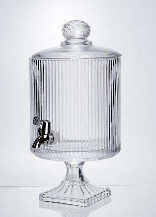 Лимонадница с краном на подставке стеклянная 4.5 л лимонадник 39 см прозрачный hp-19-3045-6