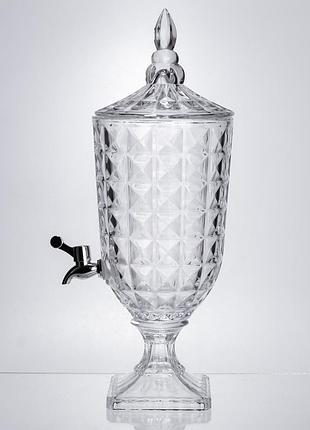 Лимонадница с краном на подставке стеклянная 3 л лимонадник 48 см прозрачный hp-19-18f
