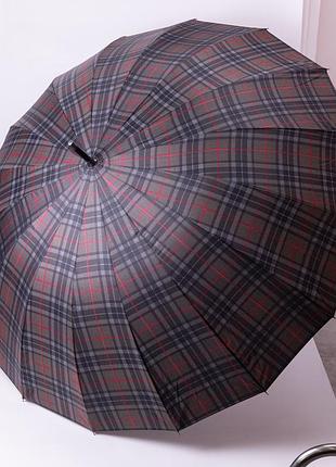 Класична парасолька-тростина напівавтомат з поліестеру 16 спиць діаметр 117 см сірий hp-23-4g