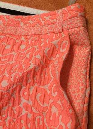 River island neon pink неон розовые яркие брюки штаны капри леопардовый принт4 фото