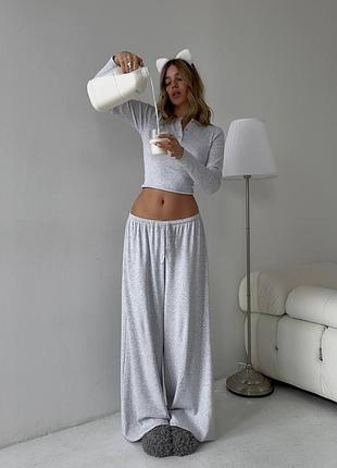 Домашний костюм штаны и укороченный лонг, брючный для дома, пижама кофтоццо
