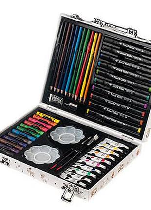 001 набор для рисования 48 предметов, маркеры, краски, карандаши, в чемодане