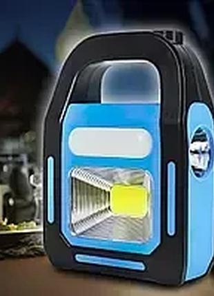 Фонарь кемпинг переносной hb-9707a-1led+cob+led, power bank, li-ion аккум., солнечная батарея, зу microusb