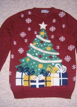 Зимовий новорічний светр з ялинкою м