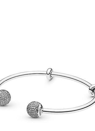 Серебряный браслет для шармов пандора -бэнгл открытый 596438cz