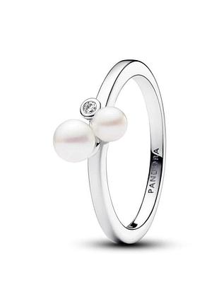 Серебряное кольцо pandora с дуэтом жемчужин 193156c01