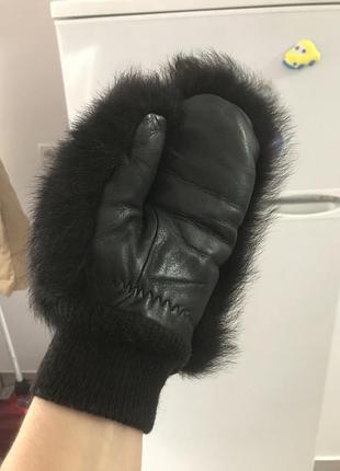 Рукавиці жіночі шкіряні з хутром