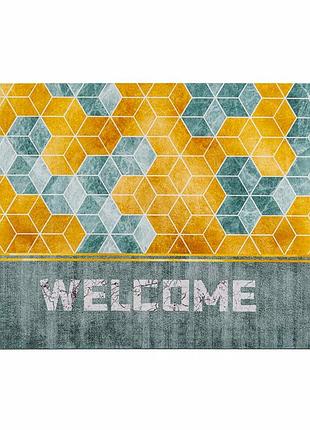 Влагопоглощающий коврик 38х58х3мм "добро пожаловать" кубы (d) sw-00001561