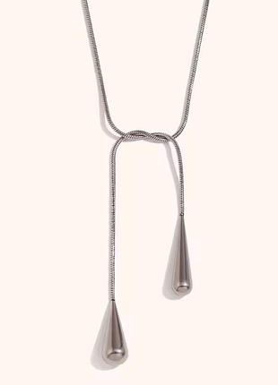 Длинный снейк 80 см, цепочка, галстук, колье с кисточками, капля, медсталь